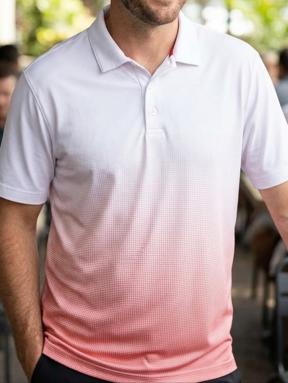 CBUK Golf Performance Polo Shirt Men's Large White Coral Ombre